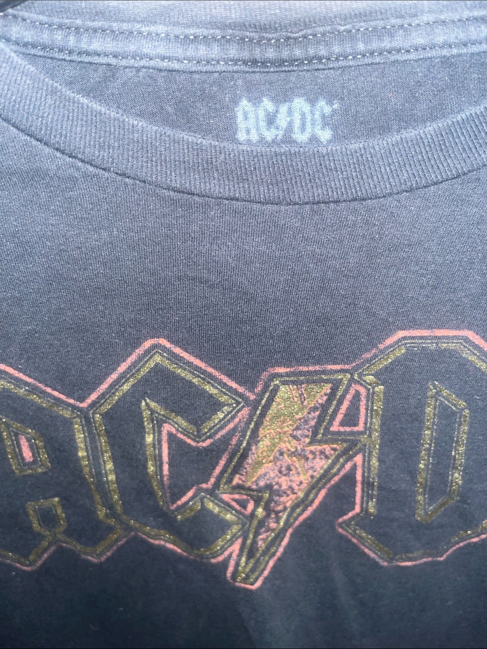 AC/DC Black Tee with Gold and Red Logo - Picture 2 of 2